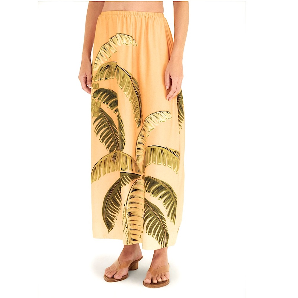 FARM Rio Brazil Orange Peach Ombré Sunset Palm Tree Midi Skirt Size (P = Small)